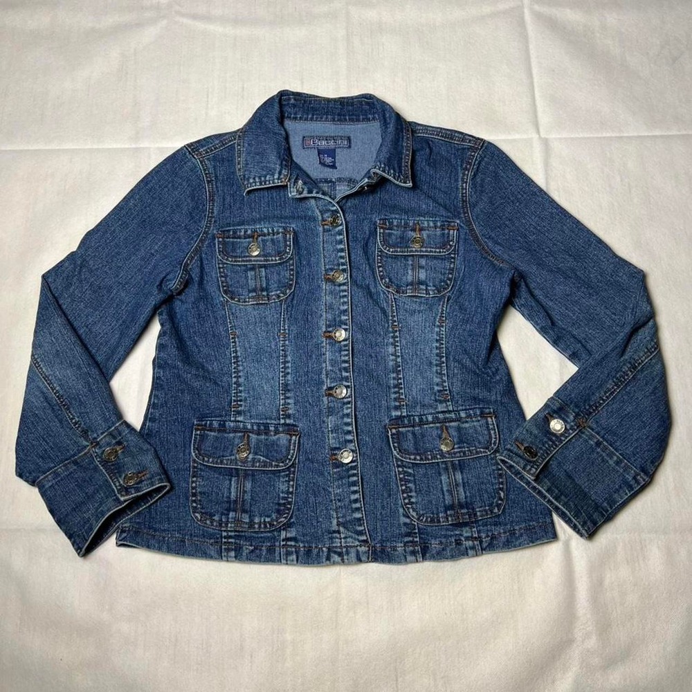 Baccini blue denim jacket with pockets Size M